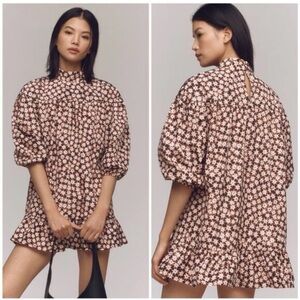 Anthropologie Long Sleeve Mock Neck Swing Mini Dress